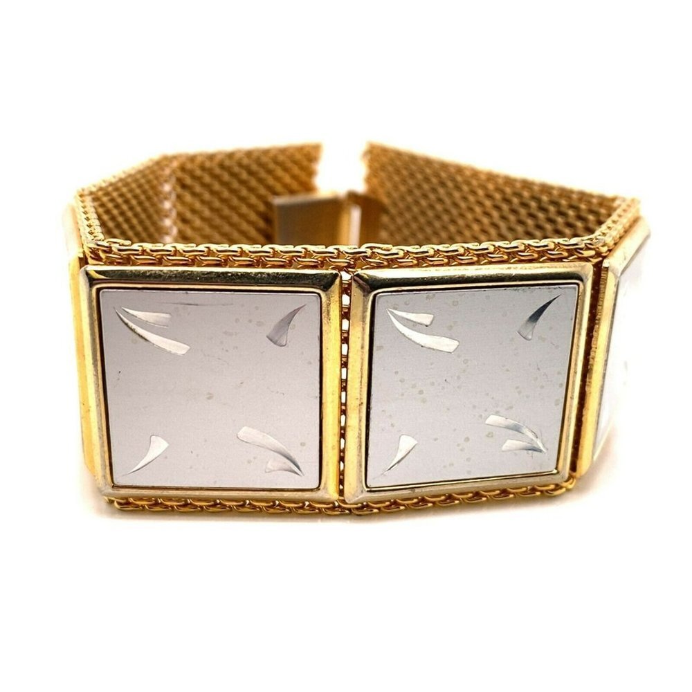 Estate‎ Costume Gold & Silver Tone Mesh Panel 7” Bracelet! 10